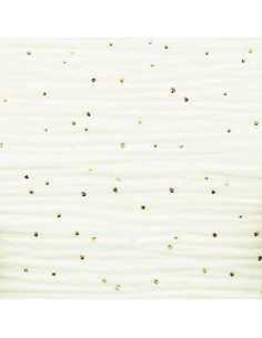 Tessuto doppia garza di cotone con mini pois dorati - Ecru 2
