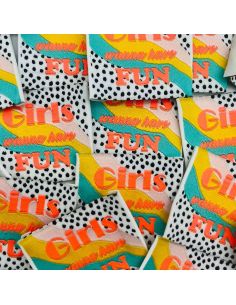 Set di 5 etichette tessute da cucire Girls wanna have fun