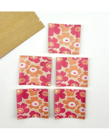 Set di 5 etichette tessute da cucire Fiori vintage