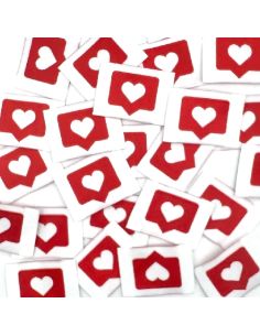 Set di 5 etichette tessute da cucire Like rosso