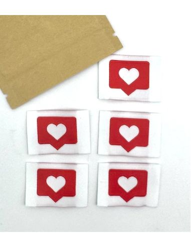 Set di 5 etichette tessute da cucire Like rosso