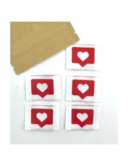 Set di 5 etichette tessute da cucire Like rosso