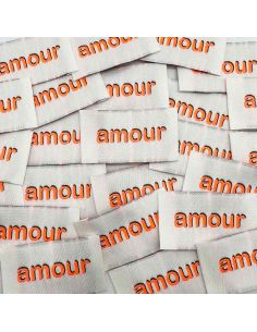 Set di 5 etichette tessute da cucire Amore - Fluo