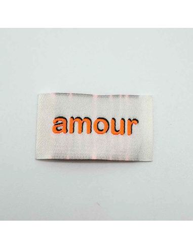 Set di 5 etichette tessute da cucire Amore - Fluo