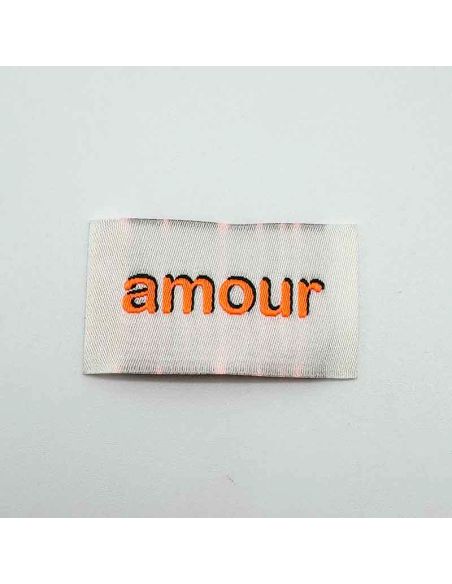 Set di 5 etichette tessute da cucire Amore - Fluo