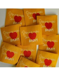 Set di 5 etichette tessute da cucire Donne moi ton coeur baby - Safran