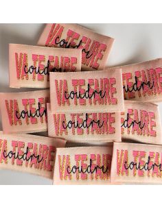 Set di 5 etichette tessute da cucire Va te faire coudre