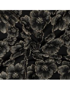 Tessuto jacquard - Fiori neri