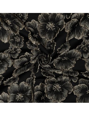 Tessuto jacquard - Fiori neri