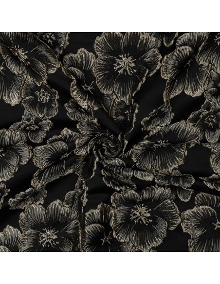 Tessuto jacquard - Fiori neri