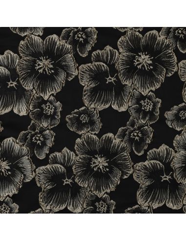 Tessuto jacquard - Fiori neri