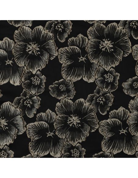 Tessuto jacquard - Fiori neri