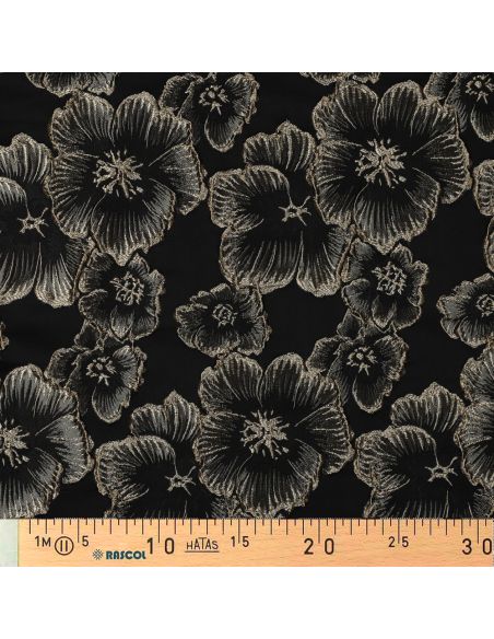 Tessuto jacquard - Fiori neri