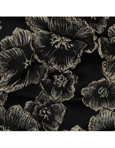 Tessuto jacquard - Fiori neri