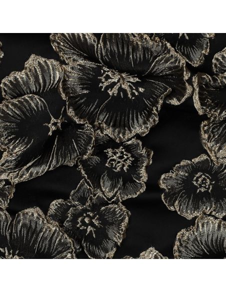 Tessuto jacquard - Fiori neri