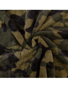 Tessuto in finta pelliccia camouflage - Kaki