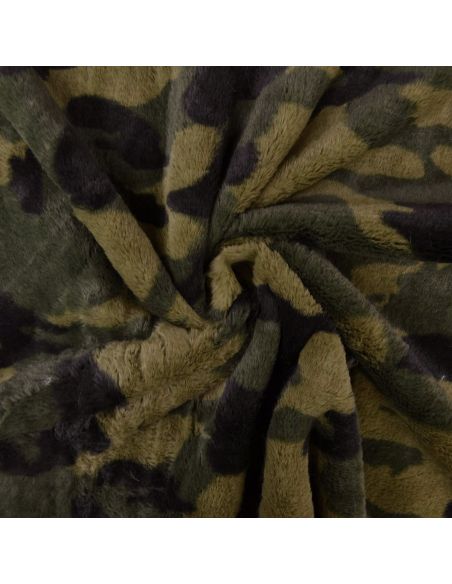 Tessuto in finta pelliccia camouflage - Kaki
