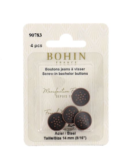 Scatola di 4 bottoni jeans a vite 14 mm bronzo Bohin