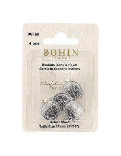 Scatola di 4 bottoni jeans a vite 17 mm argento Bohin