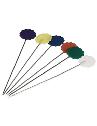 Scatola di 50 spilli da quilt con testa a fiore in plastica Bohin