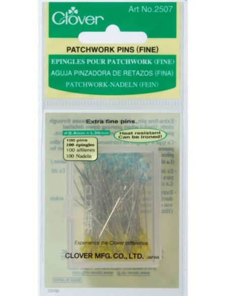 Scatola di 100 spilli ultra-sottili per patchwork Clover