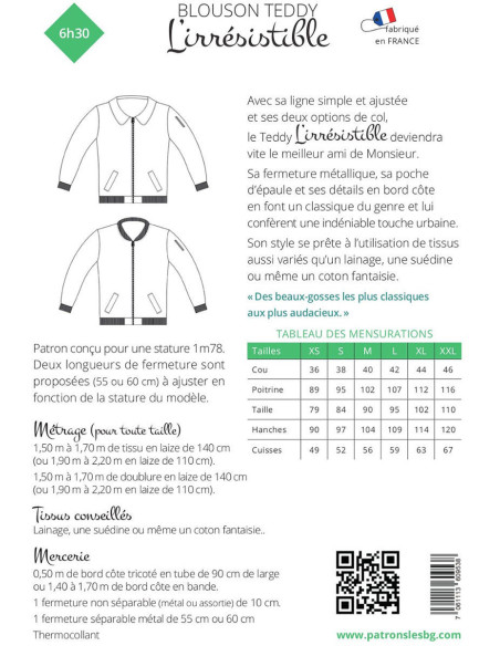 Modello di giacca per uomo l'Irrésistibile - Les BG