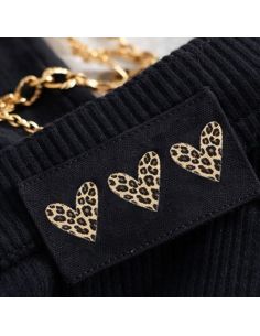 Set di 5 etichette tessute da cucire - 3 cuori leopardati 2