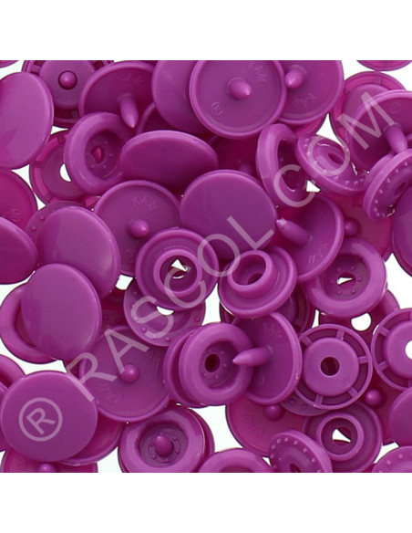 Confezione di 25 bottoni a pressione in resina KAM rotondi - Viola porpora