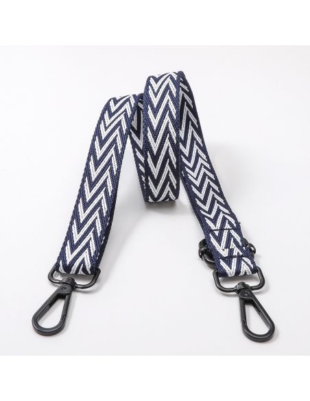Sangle de sac chevrons avec mousquetons - Bleu marine