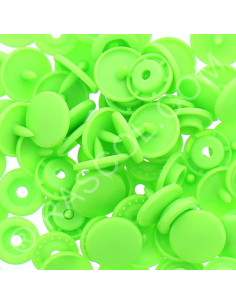 Confezione di 25 bottoni a pressione in resina KAM rotondi - Verde fluorescente