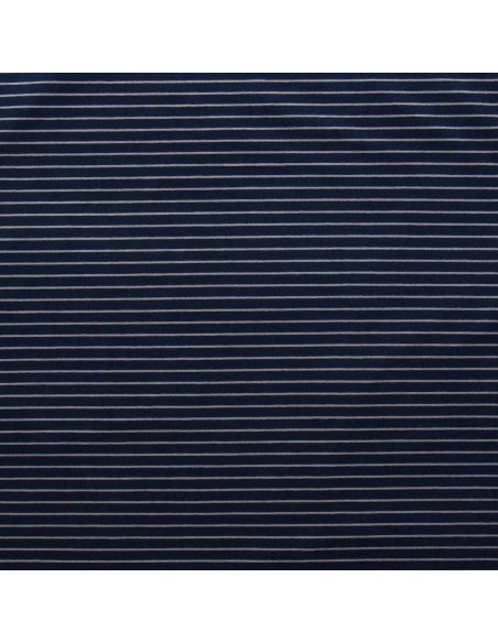 Tissu jersey gratté rayures fines - Bleu marine et gris