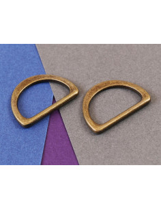 Set di 2 anelli a D passanti 25 mm ottone antico