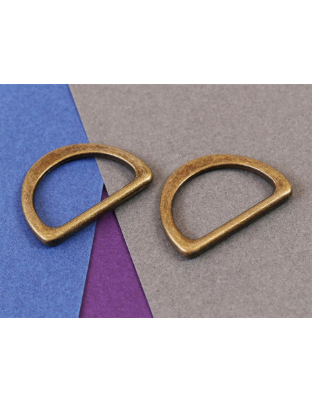 Set di 2 anelli a D passanti 25 mm ottone antico