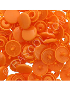 Confezione di 25 bottoni a pressione in resina KAM rotondi - Arancione