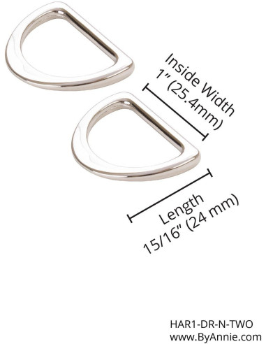 Set di 2 anelli a D passanti 25 mm argento