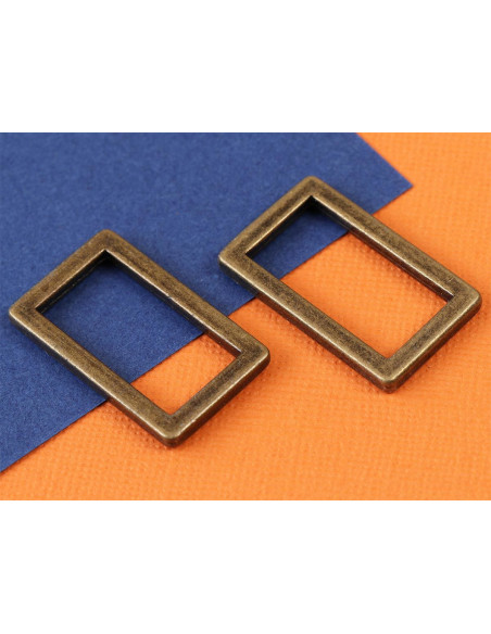 Set di 2 fibbie rettangolari 19 x 25 mm ottone antico