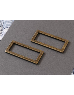 Set di 2 fibbie rettangolari 13 x 38 mm ottone antico