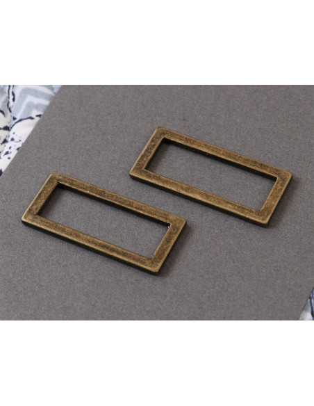 Set di 2 fibbie rettangolari 13 x 38 mm ottone antico