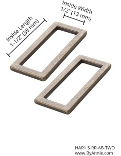 Set di 2 fibbie rettangolari 13 x 38 mm ottone antico 2