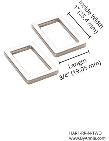 Set di 2 fibbie rettangolari 19 x 25 mm argento