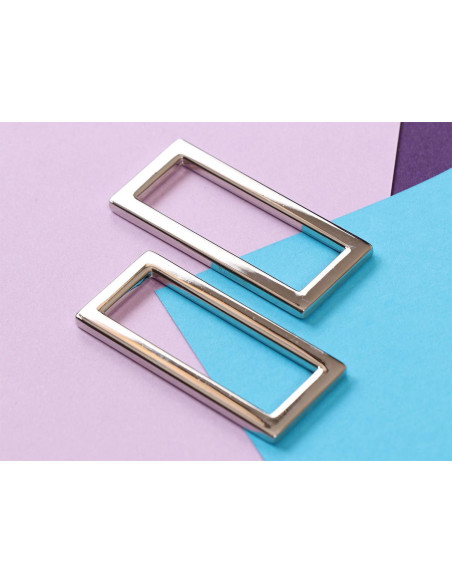 Set di 2 fibbie rettangolari 13 x 38 mm argento