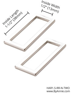 Set di 2 fibbie rettangolari 13 x 38 mm argento 2