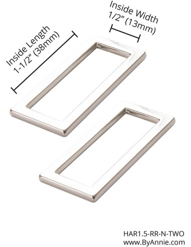 Set di 2 fibbie rettangolari 13 x 38 mm argento