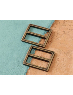 Set di 2 fibbie scorrevoli 28 x 25 mm ottone antico