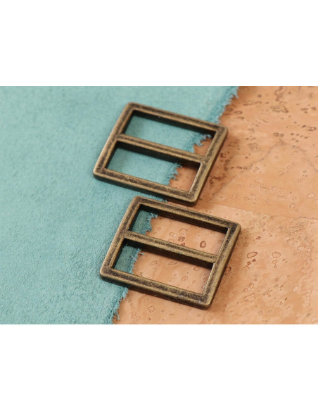 Set di 2 fibbie scorrevoli 28 x 25 mm ottone antico