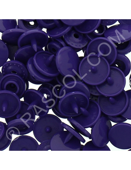 Confezione di 25 bottoni a pressione in resina KAM rotondi - Viola