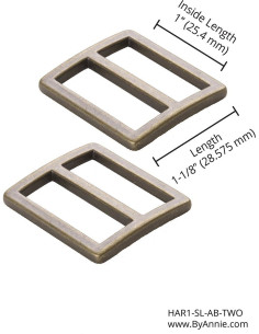 Set di 2 fibbie scorrevoli 28 x 25 mm ottone antico 2