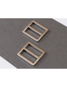 Set di 2 fibbie scorrevoli 28 x 25 mm argento