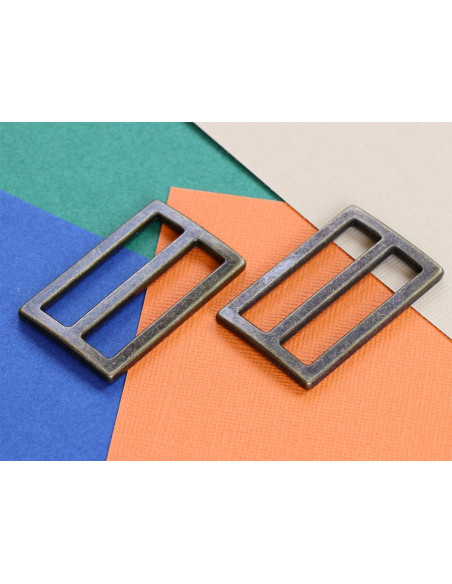 Set di 2 fibbie scorrevoli 22 x 38 mm ottone antico