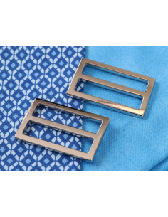 Set di 2 fibbie scorrevoli 22 x 38 mm argento